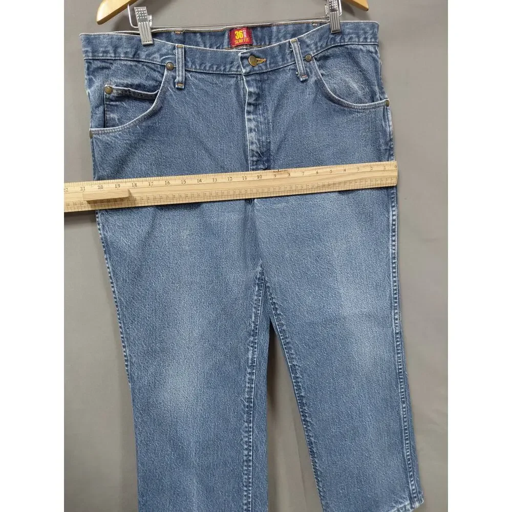 Wrangler Blue Slim Fit Straight Leg Denim Jeans Men Size W38 L30